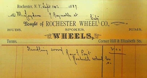 Rochester Wheel Co Billhead September 14 1889 NY Wheels Spokes Rims - Picture 1 of 1