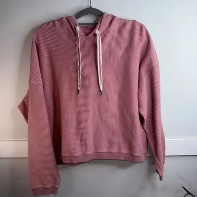 Sudadera con Capucha Aerie Rosa Malva Acanalada Con Cordón Talla XL para Mujer Foto 1 de 4