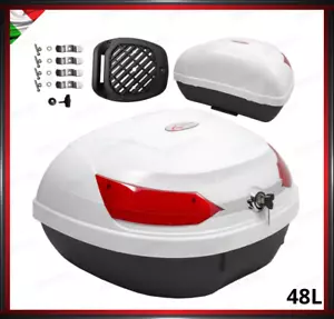 BAULETTO RIGIRO 48 LITRI BIANCO SCOOTER MOTO TOP CASE UNIVERSALE BAULE E PIASTRA - Foto 1 di 6