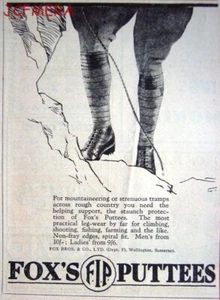 Fox's F.I.P. PUTTEES "Bergsteigen" ANZEIGE: Kleindruck 1927 AD - Bild 1 von 1