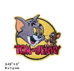 Tom And Jerry Cartoon Logo Cat And Mouse Round Embroidered Iron On Patch - Picture 1 of 2