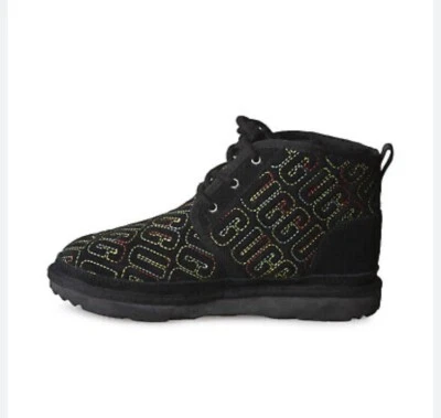 UGG NEUMEL II GRAPHIC STITCH BLACK SUEDE BOOTS SIZE WOMEN'S 6 — 第 1/4 张图片