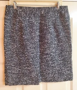 Pencil Skirt Classic Academia Tweed Size 8 Ann Taylor Wide Yoke Black & White - Picture 1 of 7