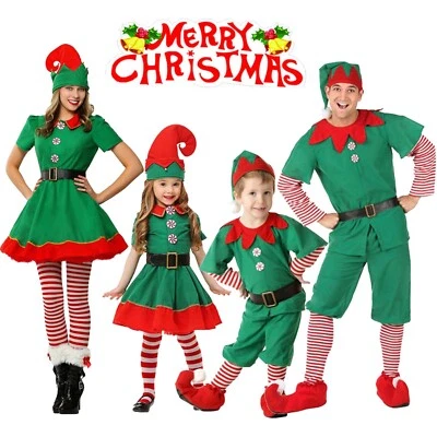 Adult Ladies/Kids Elf Costume Cute Santa's Little Helper Christmas Fancy Dress - image 1 of 4