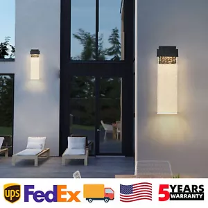 18'' Outdoor Wall Light LED Crystal Modern Black Exterior Porch Mount Fixture UL - Picture 1 of 13