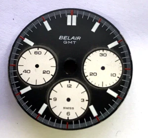 Cadran montre watch Belair GMT chronograph chrono dial Valjoux 72 diam 29,5mm n1 - Picture 1 of 4
