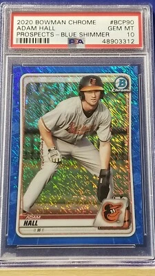 Adam Hall - 2020 Bowman Chrome Blue Shimmer Refractor  PSA 10  #51/150 - Image 1 of 2