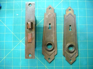 TRUE VINTAGE ALL BRASS MORTISE AND FACEPLATES - Picture 1 of 9