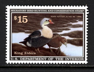 SCOTT RW58 1991 $15 KING ELDERS DUCK STAMP ISSUE MNH OG VF CAT $30! - Picture 1 of 2