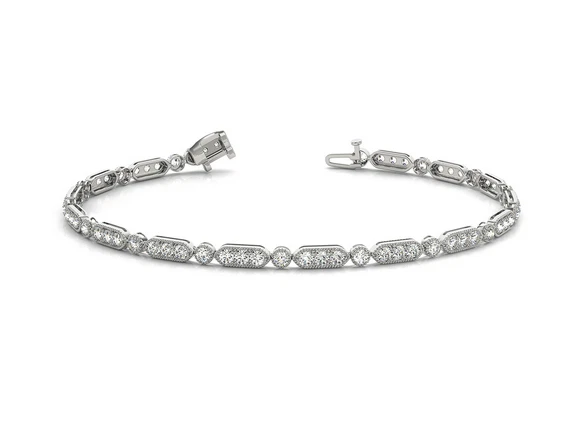 Pulseira de tênis feminina antiga art déco feita à mão corte europeu antigo zircônia cúbica - Imagem 1 de 4