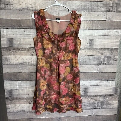 J. Crew 100% Silk Women's Ruffle Skirt Dress Floral Colorful Flutter Sleeve Sz 2 - Image 1 of 4