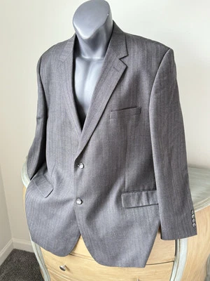 Joseph & Feiss 52L Gray Blazer Men Two Button Wool Sport Coat Jacket Herringbone - Image 1 of 4