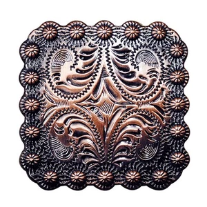 83HS Western Tornillo Trasero Concho Floral Tallado Cobre Sillín Bling Vaquera - Imagen 1 de 25
