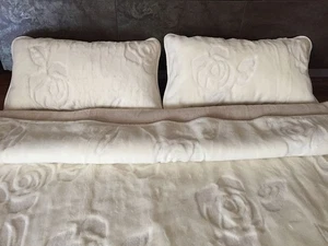 Juego de cama de lana de lujo cachemira pelo de camello cama doble edredón 2 cojines 45x75 - Imagen 1 de 6