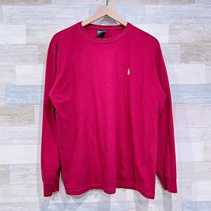POLO Ralph Lauren Vintage 90s Long Sleeve Crewneck Tee Red Cotton Mens Medium - Bild 1 von 5