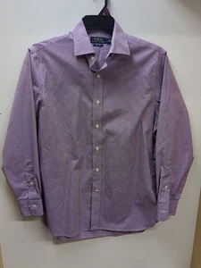 Polo Ralph Lauren Easy Care viola stampa gingham taglia 15,5 32/33 manica lunga  - Foto 1 di 9