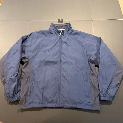 Chaqueta cortavientos de golf Tehama azul con cremallera completa para hombre talla M con cordón Foto 1 de 4