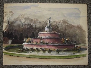 Paris Parc de Versailles La Fontaine Latone, 1948, Aquarell von Christian Frain - Bild 1 von 2