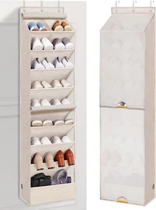 over the Door Shoe Organizer with Curtain Dustproof Heavy-Duty Large Deep Pocket - Picture 1 of 12