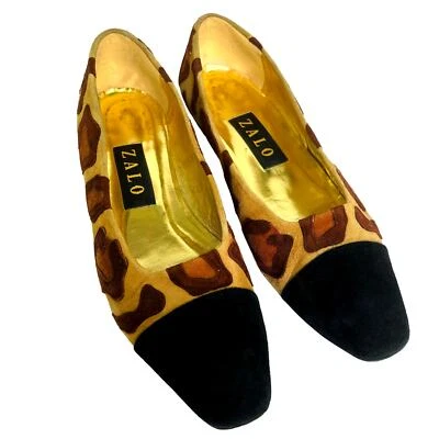 De colección ZALO Tacones Planos Estampado Animal Talla 8 Jirafa Gamuza Ballet Bajo Clásico Safari Foto 1 de 4