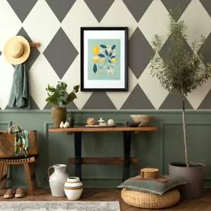 JESTER OVERSIZE Wall Decor Stencil, Harlequin Diamonds Geometric Pattern stencil - Picture 1 of 6