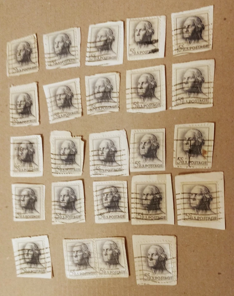 US 1961-1966 Used 5c Blue George Washington Postage Stamps - Lot of 24 - Image 1 of 4