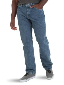 Wrangler Auth. Mens 5-Pocket Relaxed Fit Cotton Jean Vintage Stonewash 34W x 30L - Picture 1 of 5