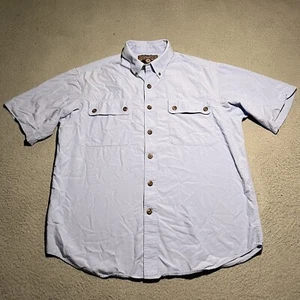 Duluth Trading Camicia Uomo Grande Blu Manica Corta Ventilata Bambù Rayon Pesca - Foto 1 di 10