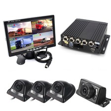 4CH 360° Car Mobile DVR Security Video Recorder +4 CCD Cameras+4CH LCD Monitor