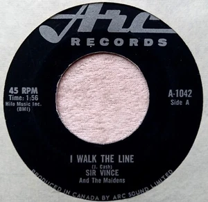 HEAR 1963 WEIRD JOHNNY CASH GARAGE Sir Vince "I Walk The Line NC RARE CANADA PRS - Bild 1 von 4