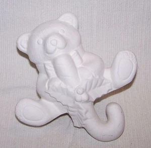 "SOPORTE DE MEDIAS DE OSO DE PELUCHE"" Caña de caramelo Acebo Navidad Vacaciones Yeso PL9 *NUEVO - Imagen 1 de 2