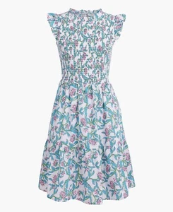 J Crew Colorful Floral Paisley Print Mock Neck Smocked Midi Dress Size XXS 2XS - Picture 1 of 13