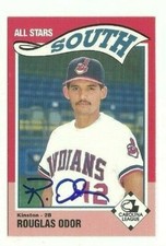 Rouglas Odor 1990 Kinston Indians autographed auto signed card 