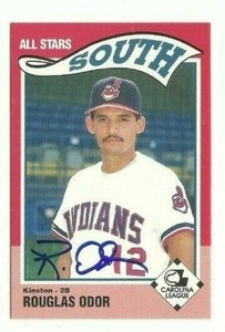 Rouglas Odor 1990 Kinston Indians autographed auto signed card 
