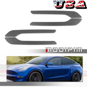 4PCS Carbon Fiber Door Handle Decor Trim Overlay Cover For Tesla Model 3 Model Y - Picture 1 of 9