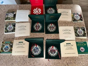 Set of 6 Longaberger Collectors Club Hometown Christmas Ornaments 1996-2000 MIB - Picture 1 of 6
