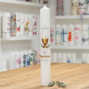 meinkerzenshop® Kommunionkerze mit Designdruck PIUS für Junge und Mädchen - Bild 1 von 6