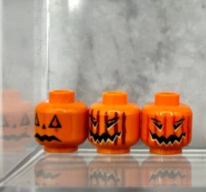 Lego Parts Lot (3) Minifigure Head, PUMPKIN JACK O LANTERN - Halloween🏮Rare HP - Picture 1 of 1