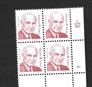 Scott #2935 Henry R. Luce. MINT PLATE BLOCK. F-VF NH. 1995-1999 - Picture 1 of 1