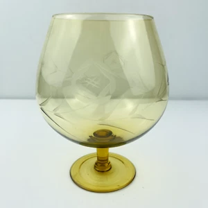 Vintage Amber Art Glass Brandy Balloon Snifter – Hand Blown Empoli Style - Picture 1 of 8
