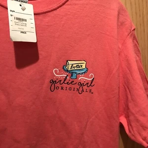 Women's Girlie Girl Coral pink "Butter On A Roll" SS T-Shirt Size Medium tee - Picture 1 of 7