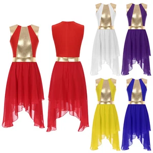 Women Metallic Liturgical Praise Dance Dress Color Block Worship Church Costume - Picture 1 of 60