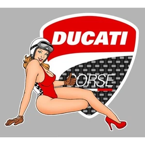 DUCATI CORSE right Pin up droite sticker vinyle laminé - Imagen 1 de 1
