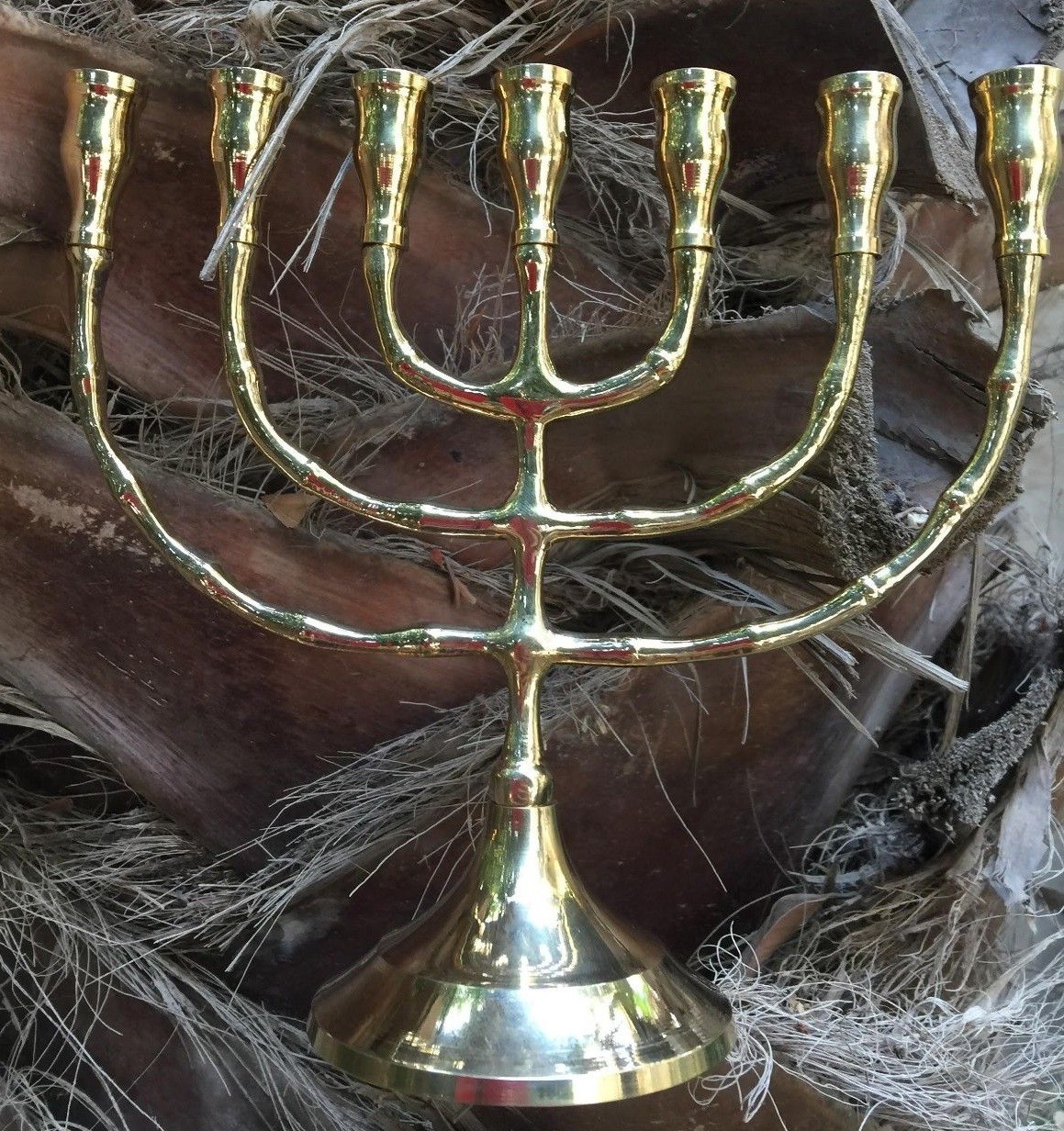 Messianic Brass Antique Copper Menorah Menora blue 10" 25cm Israel 7