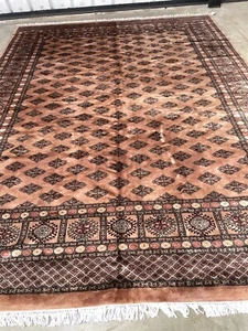 Hand-Woven Wool, Silk Princess Bokhara Area Rug, 8.9' x 11.8' - Afbeelding 1 van 11