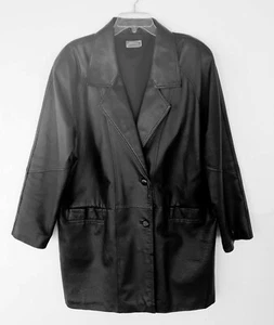 Tribeca Ladies Black Leather Coat XL - Picture 1 of 4