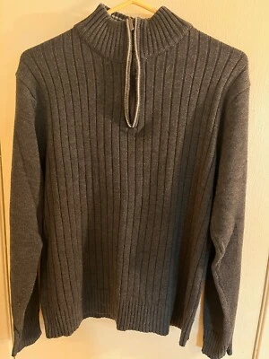 Michael Brandon Mens Size M 1/4 Zip Mock Neck Gray Tight Knit Pullover Sweater - Image 1 of 4
