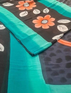 Pure Silk Saree Indian Vintage Sari Georgette Chinon Printed Fabric PGS1646 - Picture 1 of 9