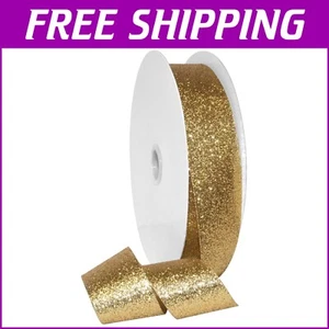 Sparkling Gold Glitter Ribbon - 100 Yards by 1.5" for Holiday and Craft Projects - Picture 1 of 2
