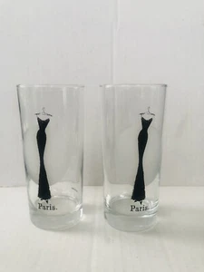 Emily Adams Vogue French Couture Paris Silhouette Highball Drinking Glasses Set - Picture 1 of 9